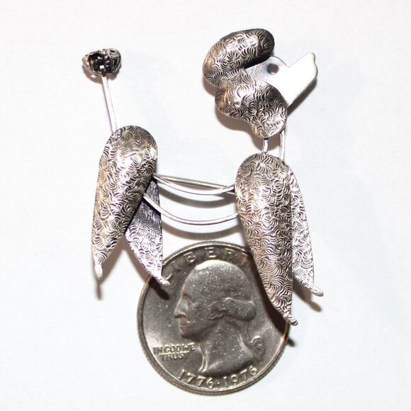 Vintage 1960s Modernist Beau Sterling Silver Poodle Brooch Pin - Picture 3 of 5
